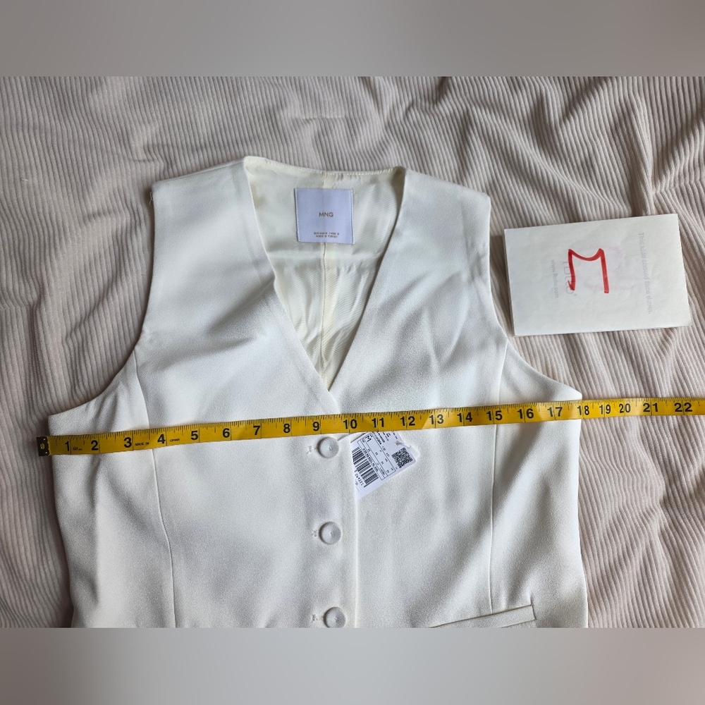 Mango suited Vest With Button off white BNWT - Picture 8 of 16